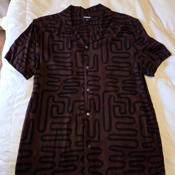 Express Viscose Camp Collar Abstract Shirt - Picture 1 of 4
